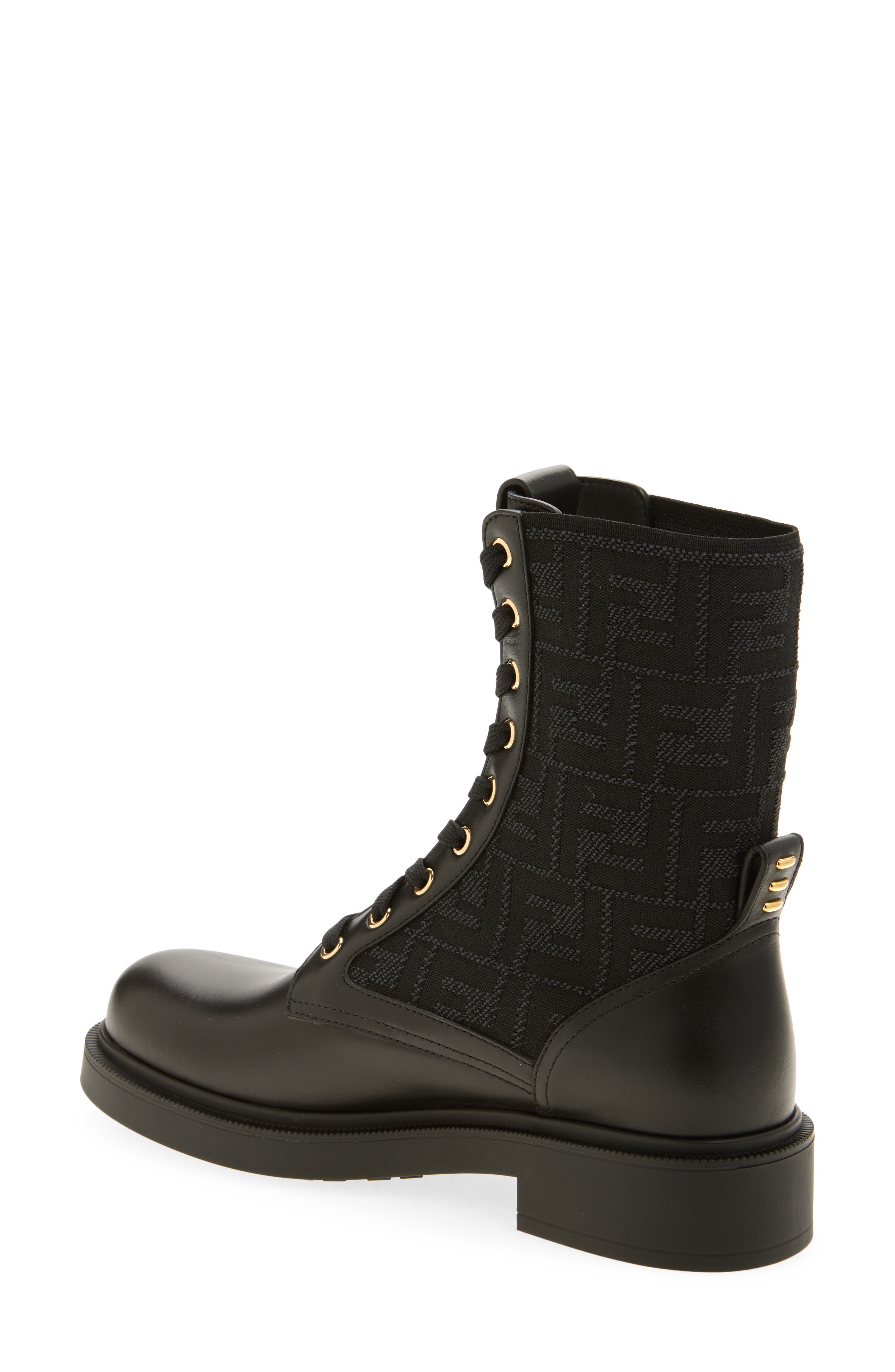 Fendi Filo Lace-Up Boot, Alternate, color, Black