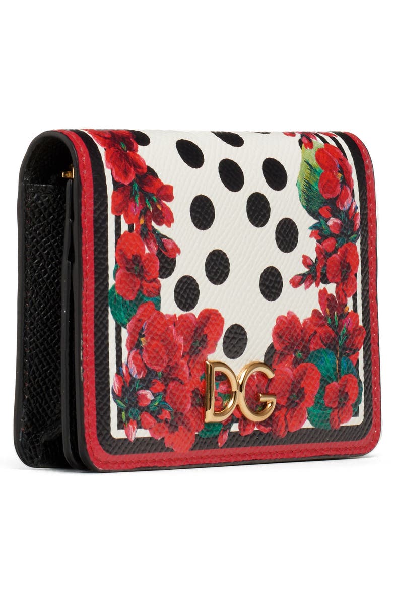 Dolce&Gabbana Small Geranium Print Leather Wallet, Alternate, color, 