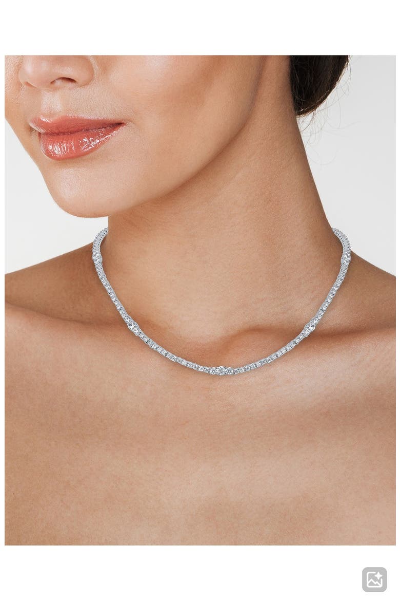 Graduated Cubic Zirconia Tennis Necklace, Alternate, color, RHODIUM PLATED