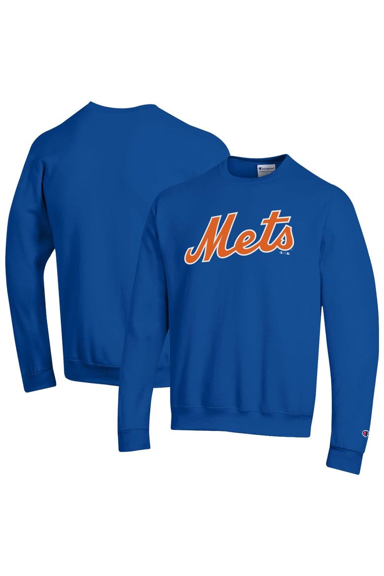 Men's Champion Royal New York Mets Powerblend Wordmark Sweatshirt, Main, color, Royal