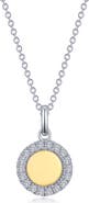 Lafonn Two-Tone Simulated Diamond Halo Disc Pendant Necklace