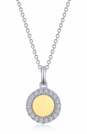 Lafonn Two-Tone Simulated Diamond Halo Disc Pendant Necklace
