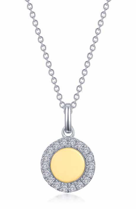 Lafonn Two-Tone Simulated Diamond Halo Disc Pendant Necklace