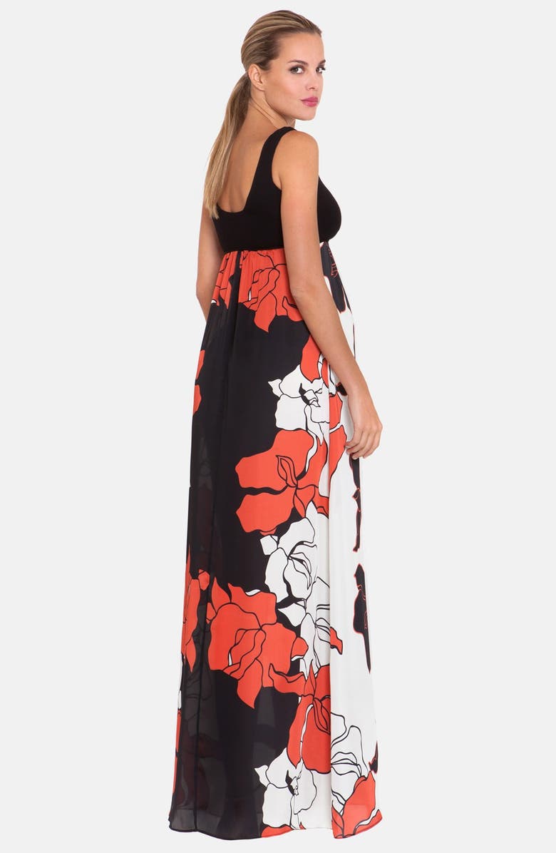 Olian Print Empire Waist Maternity Maxi Dress, Alternate, color, 
