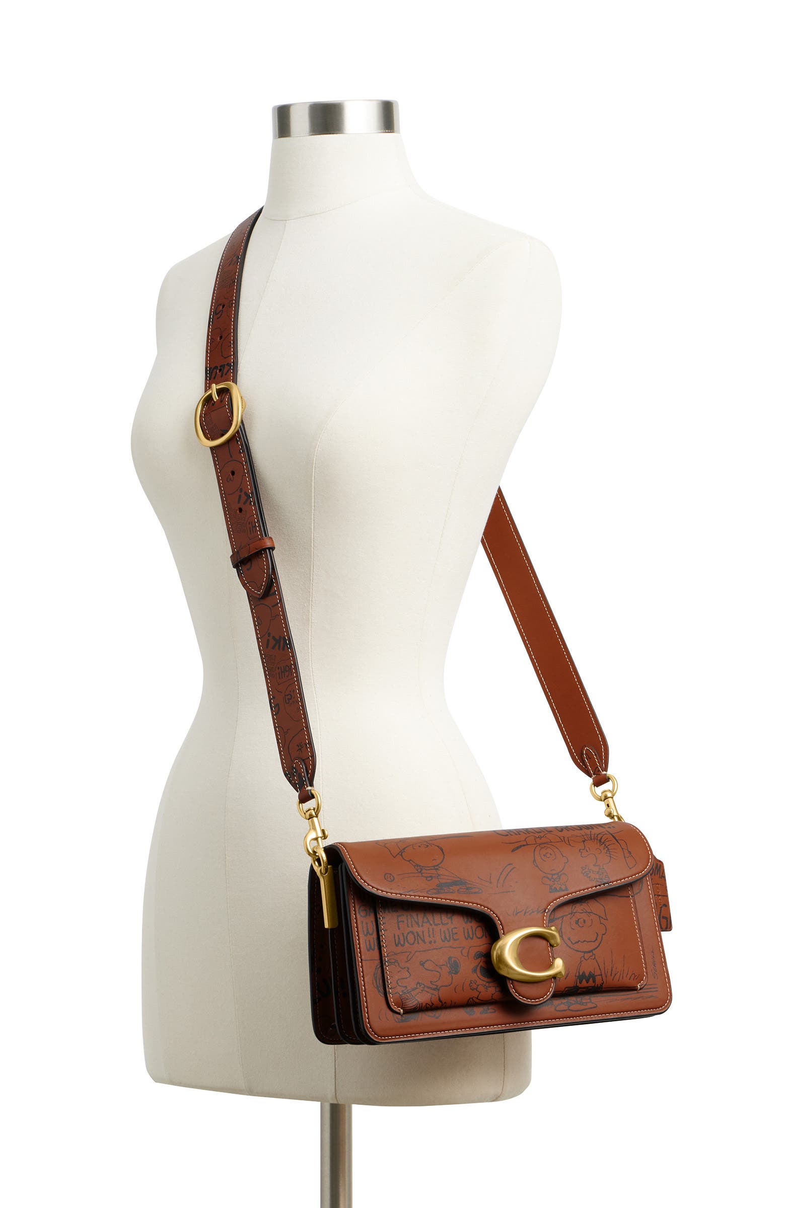 COACH x Peanuts Tabby 26 Newspaper Print Shoulder Bag, Alternate, color, 