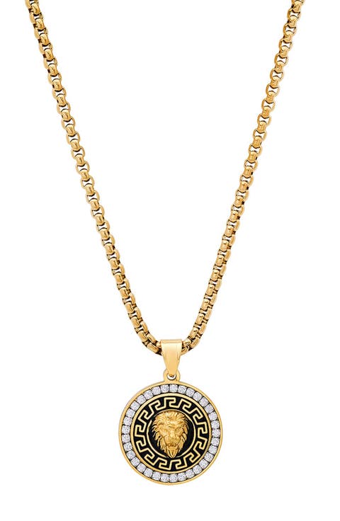 Men's Lion Medallion Pendant Necklace