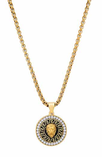 Men's Lion Medallion Pendant Necklace