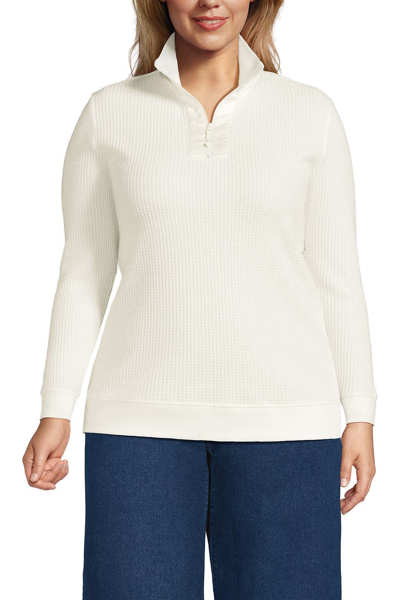 Long Sleeve Waffle Quarter Zip Pullover, Main, color, Ivory