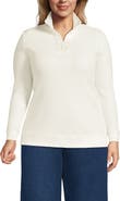 Lands' End Plus Size Long Sleeve Waffle Colorblock Quarter Zip Pullover