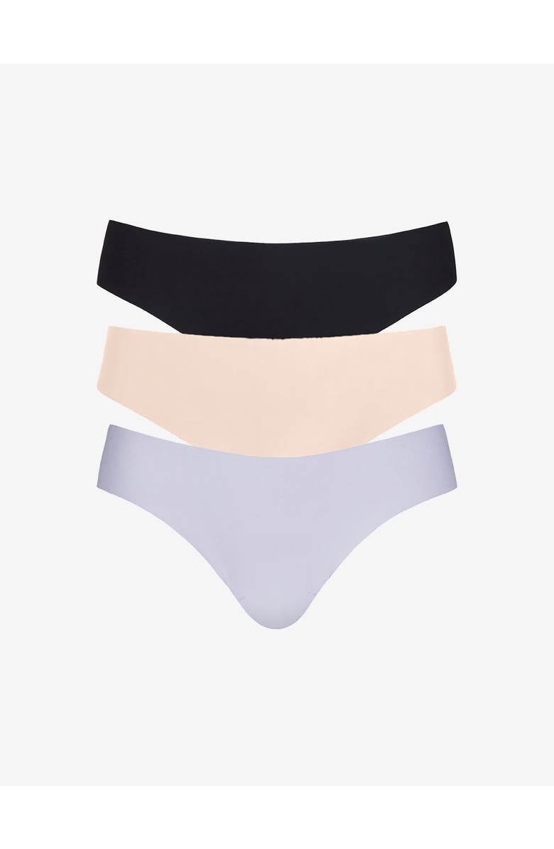 Commando Butter Thong 3-Pack, Main, color, Black/Periwinkle Haze/Beige
