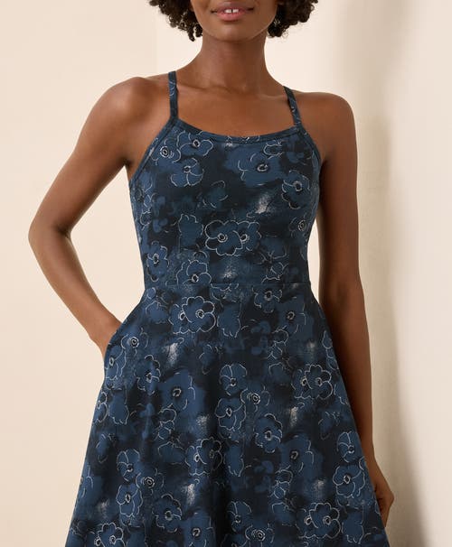Pact Organic Cotton Fit & Flare Midi Dress In Blue