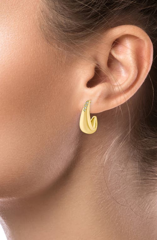 Cz By Kenneth Jay Lane Pavé Cubic Zirconia Curved Teardrop Earrings In Gold