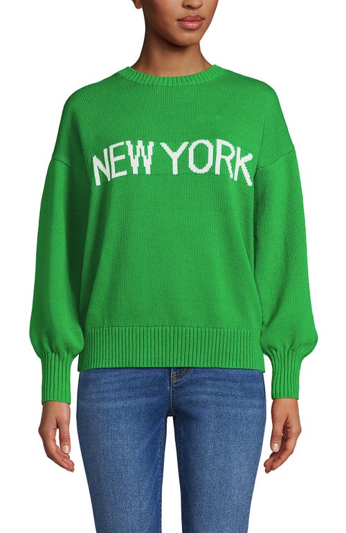 Lands' End Drifter Jersey Crewneck Sweater In Green