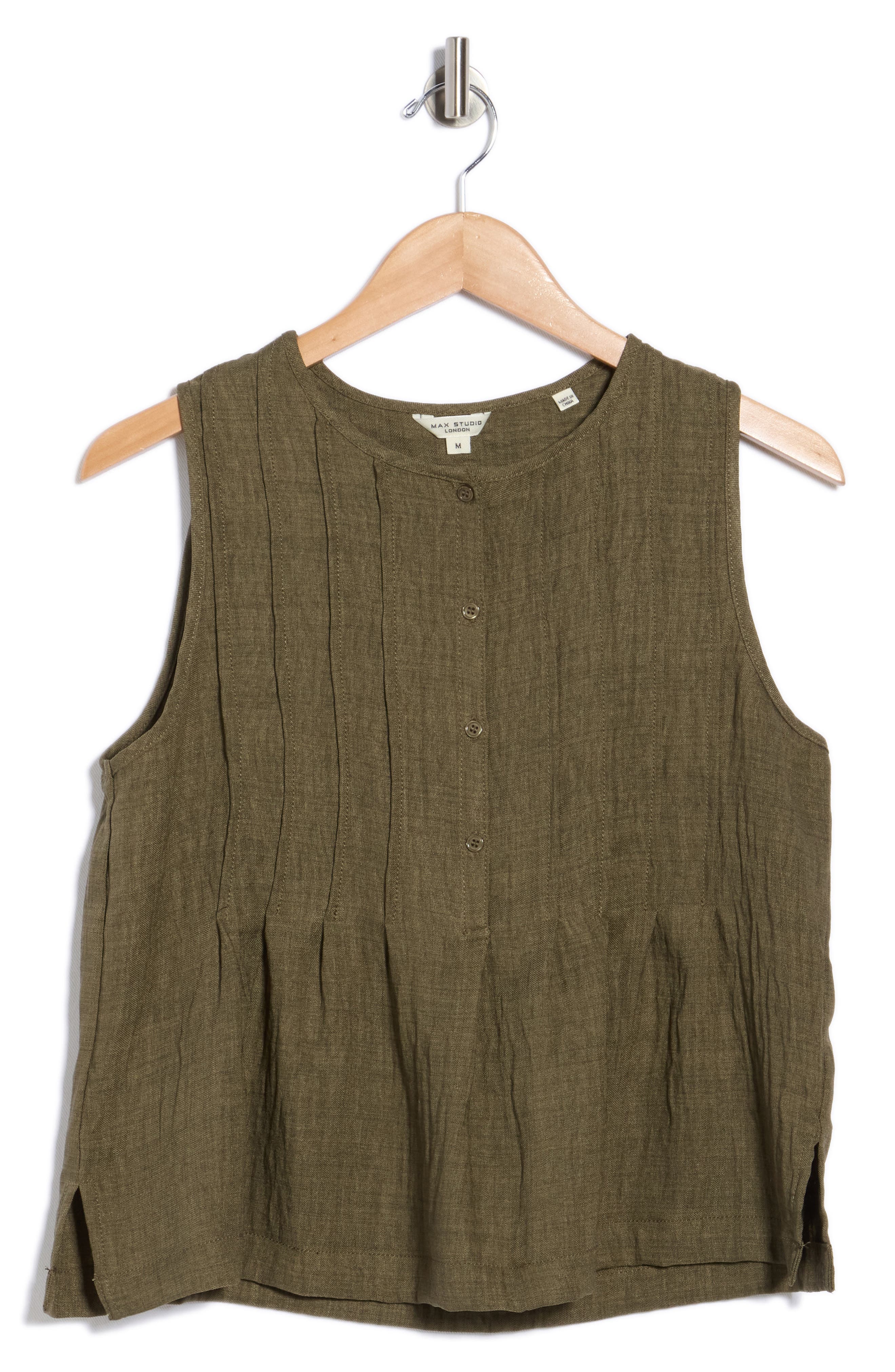 MAX STUDIO Pintuck Crinkle Sleeveless Top