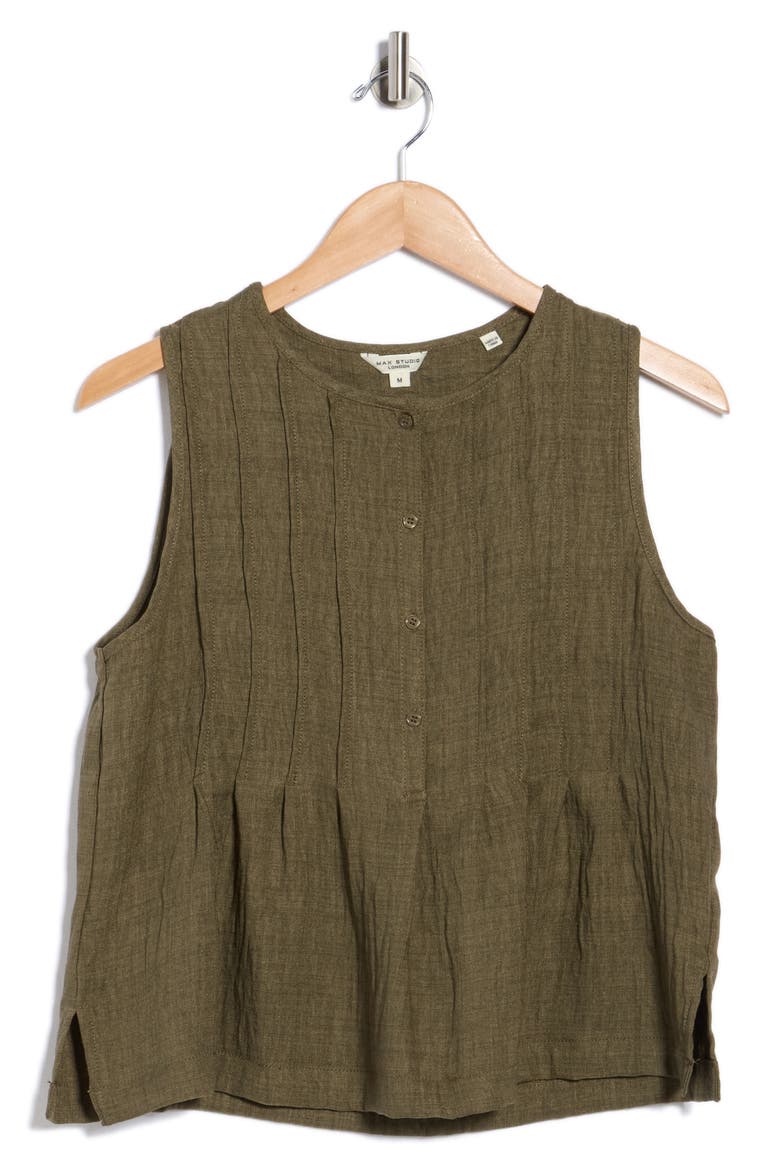 Pintuck Crinkle Sleeveless Top, Alternate, color, HEATHER SAGE