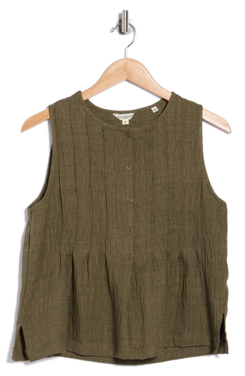 MAX STUDIO Pintuck Crinkle Sleeveless Top, Alternate, color, Heather Sage
