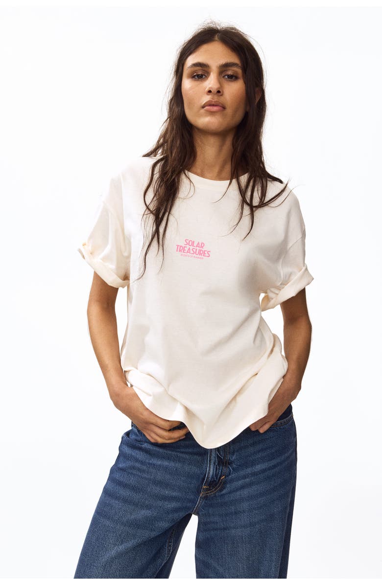 H&M Oversized T-shirt, Alternate, color, Cream/Solar Treasures