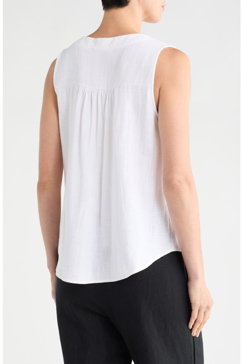 Linen V-Neck Sleeveless Tank Top, Alternate, color, WHITE