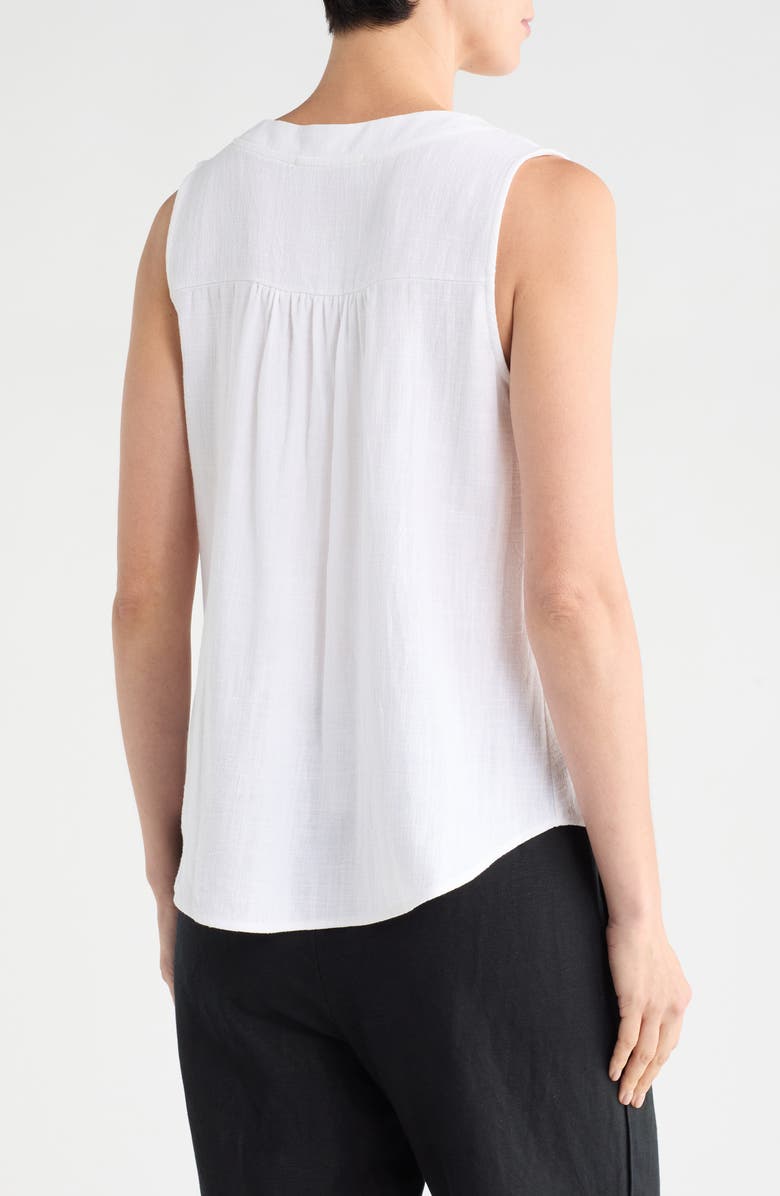 Renee C Linen V-Neck Sleeveless Tank Top, Alternate, color, White
