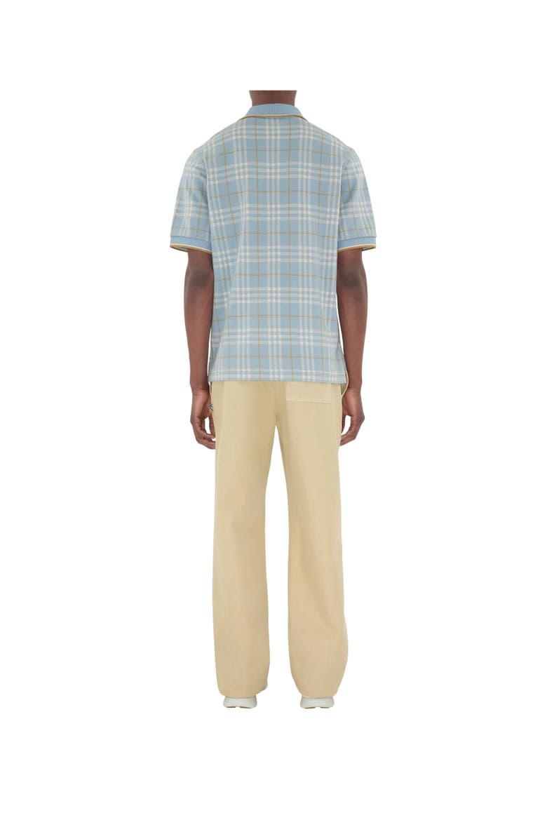 Burberry Check Cotton Polo Shirt, Alternate, color, Fog Blue