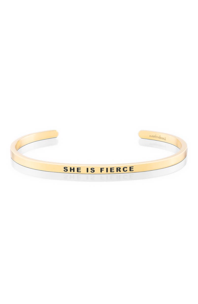 Mantra She Is Fierce bracelet, Main, color, Yellow Gold