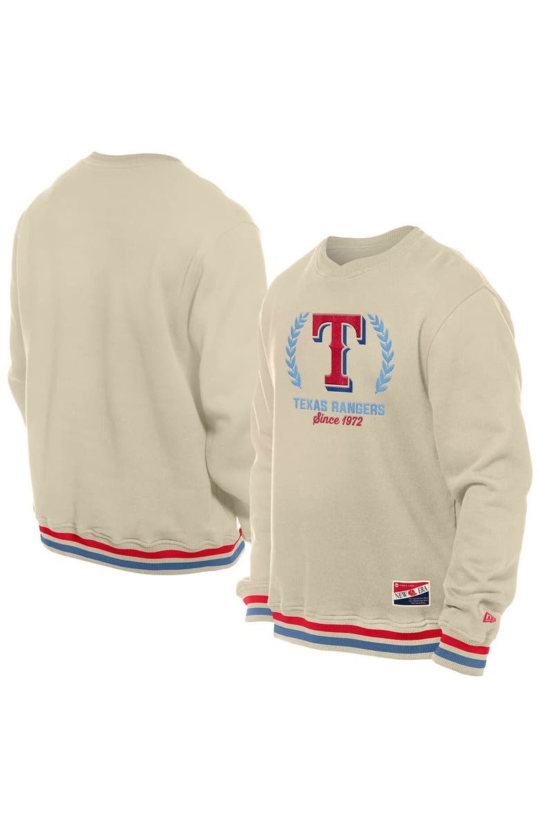 New Era Men's New Era Cream Texas Rangers Throwback Pullover Sweatshirt, Main, color, Cream