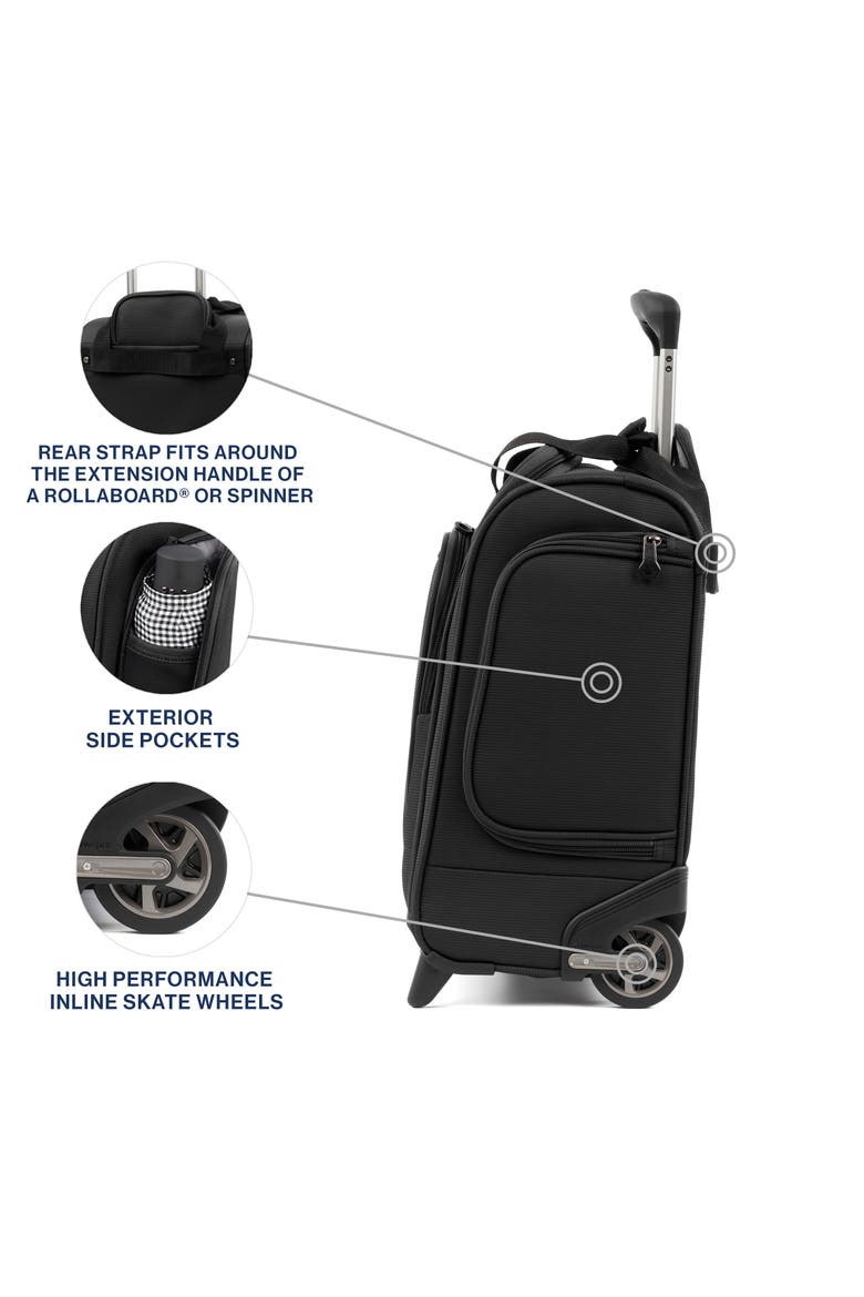 Tourlite Softside Lightweight 15" Underseat Compact Carry On Rolling Luggage, Alternate, color, Black