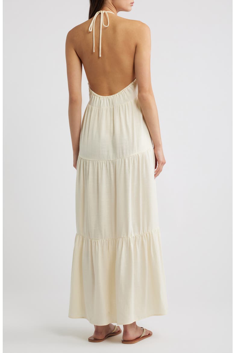 Kenna Tiered Halter Midi Dress, Alternate, color, VANILLA