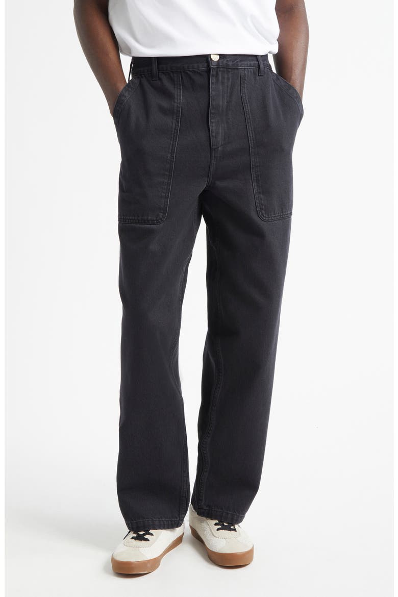 Regular Fit Patch Pocket Cotton Twill Pants, Main, color, BLACK