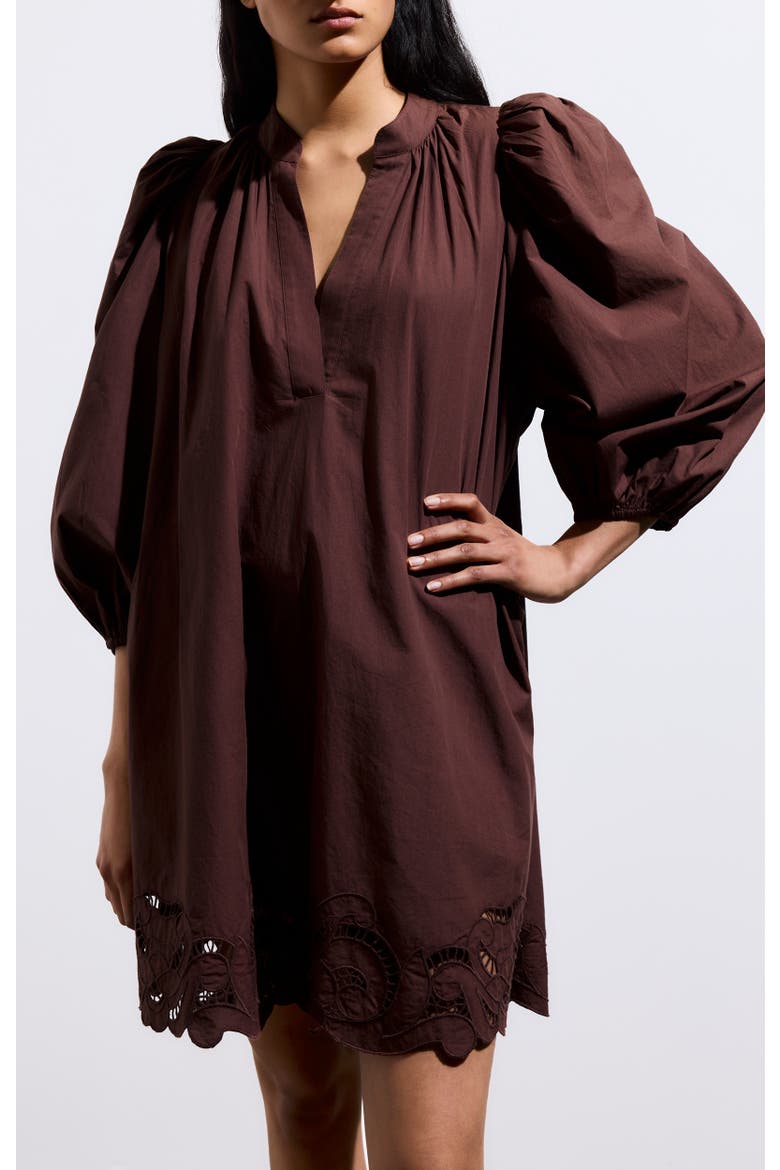 Hamanda Puff Sleeve Tunic Dress, Alternate, color, Chocolat
