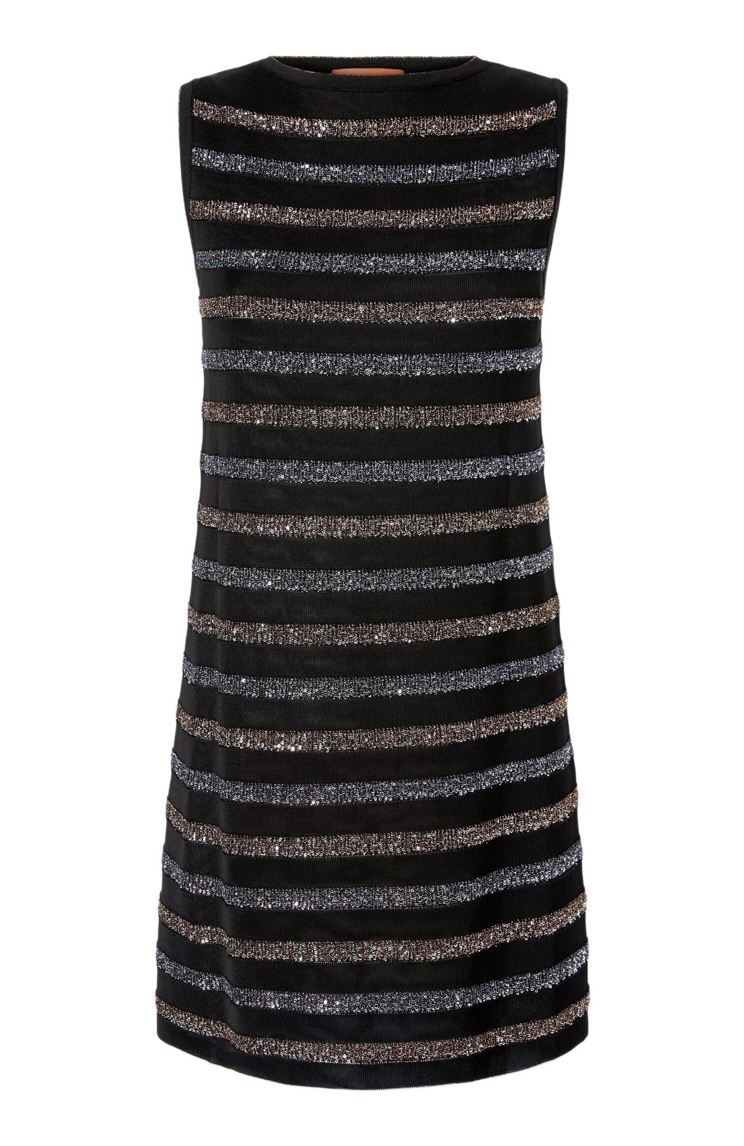 Sleeveless Striped Mini Dress With Sequins - image 2