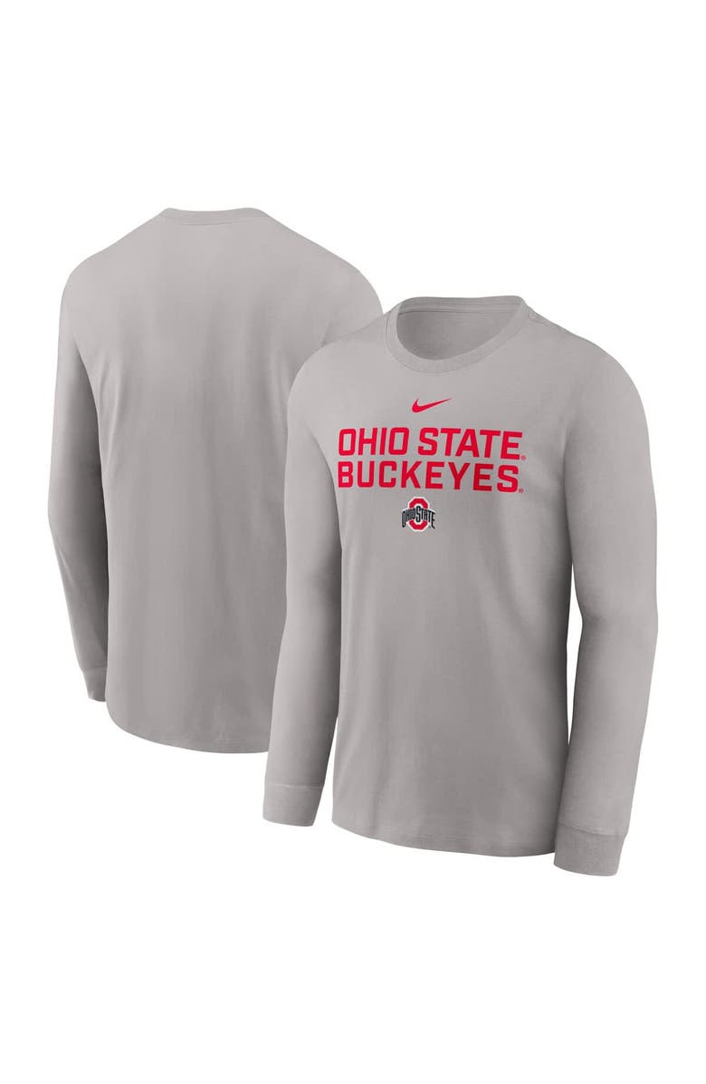 Nike Men's Nike Gray Ohio State Buckeyes 2025 Sideline Performance Long Sleeve T-Shirt, Main, color, 