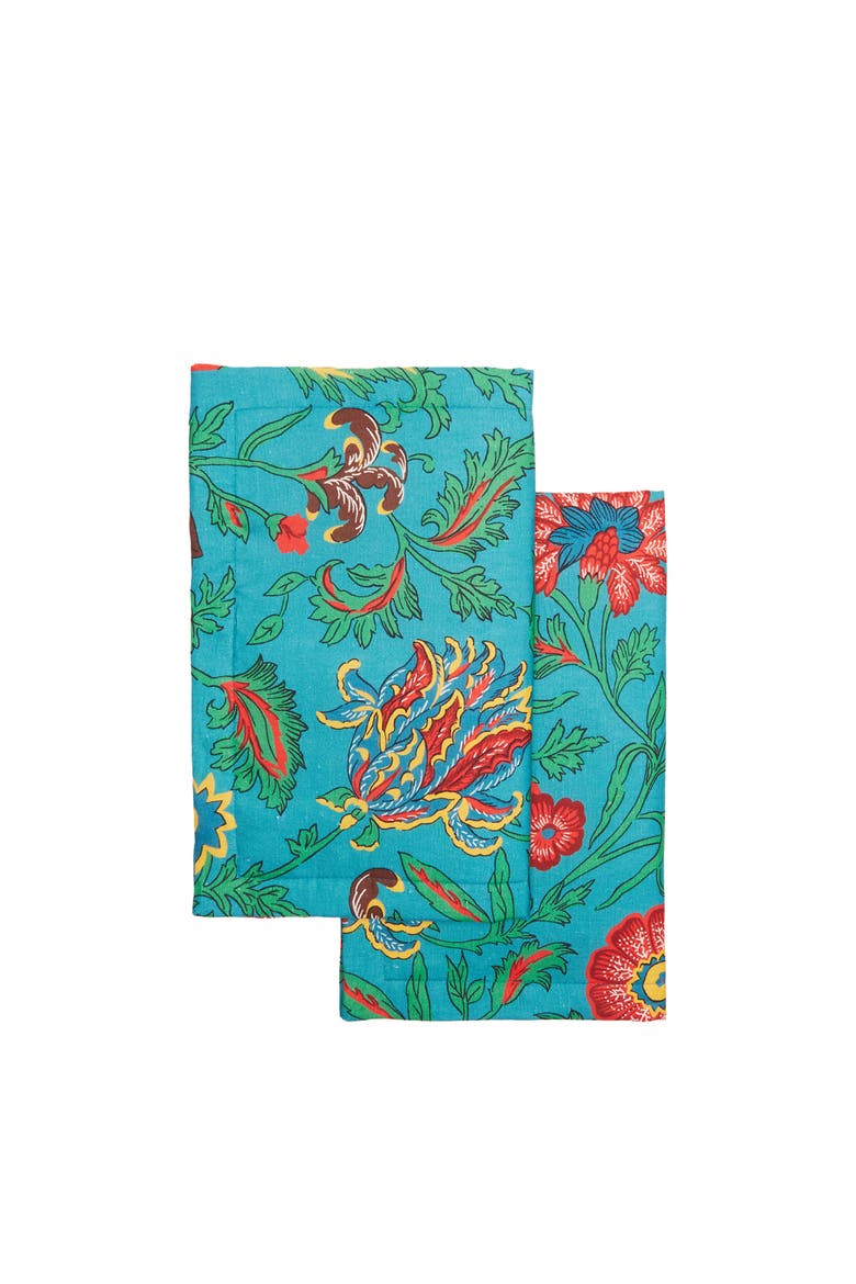 Placemats Set Of 2 (35X45) Dragon Flower Turche Turquoise, Alternate, color, Dragon Flower Turche Turquoise