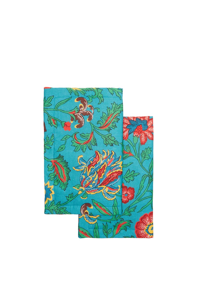La DoubleJ Placemats Set Of 2 (35X45) Dragon Flower Turche Turquoise, Alternate, color, Dragon Flower Turche Turquoise