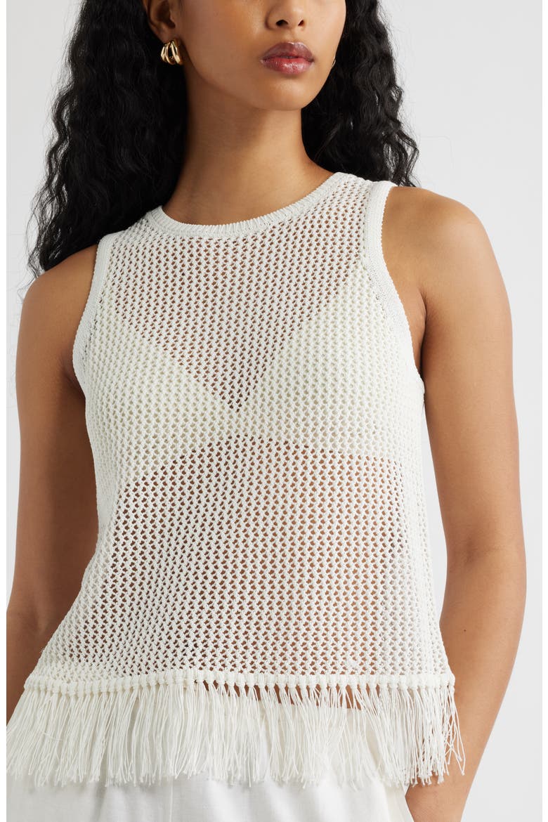Fringe Sleeveless Sweater, Alternate, color, IVORY
