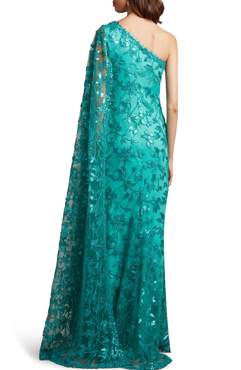 Tadashi Shoji Sequin Floral One-Shoulder Gown, Alternate, color,