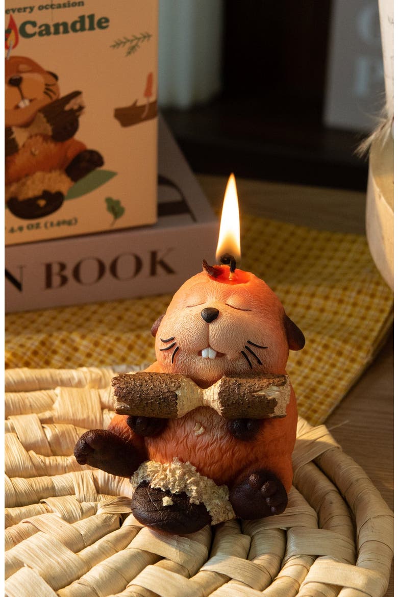 Busy Beaver Candle, Alternate, color, Burnt Orange