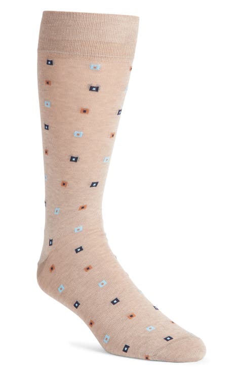 Geometric Pattern Cotton Blend Dress Socks