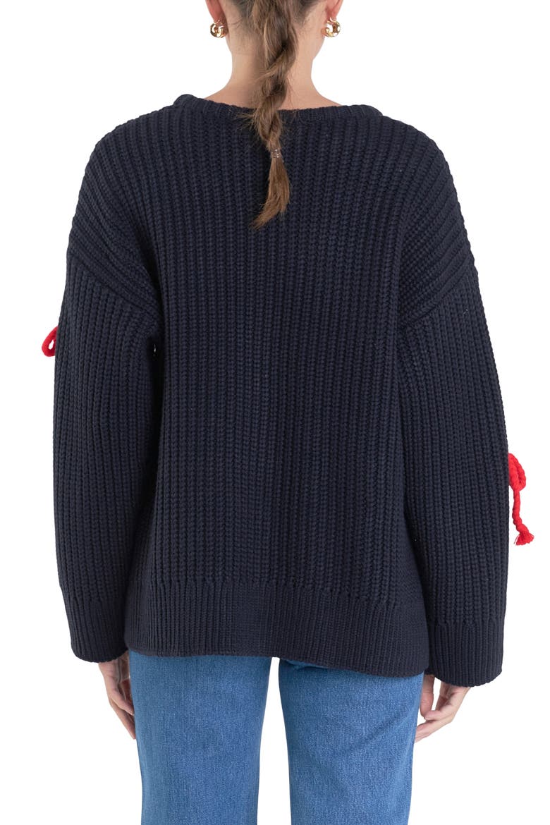 Bow Detail Sweater, Alternate, color, NAVY