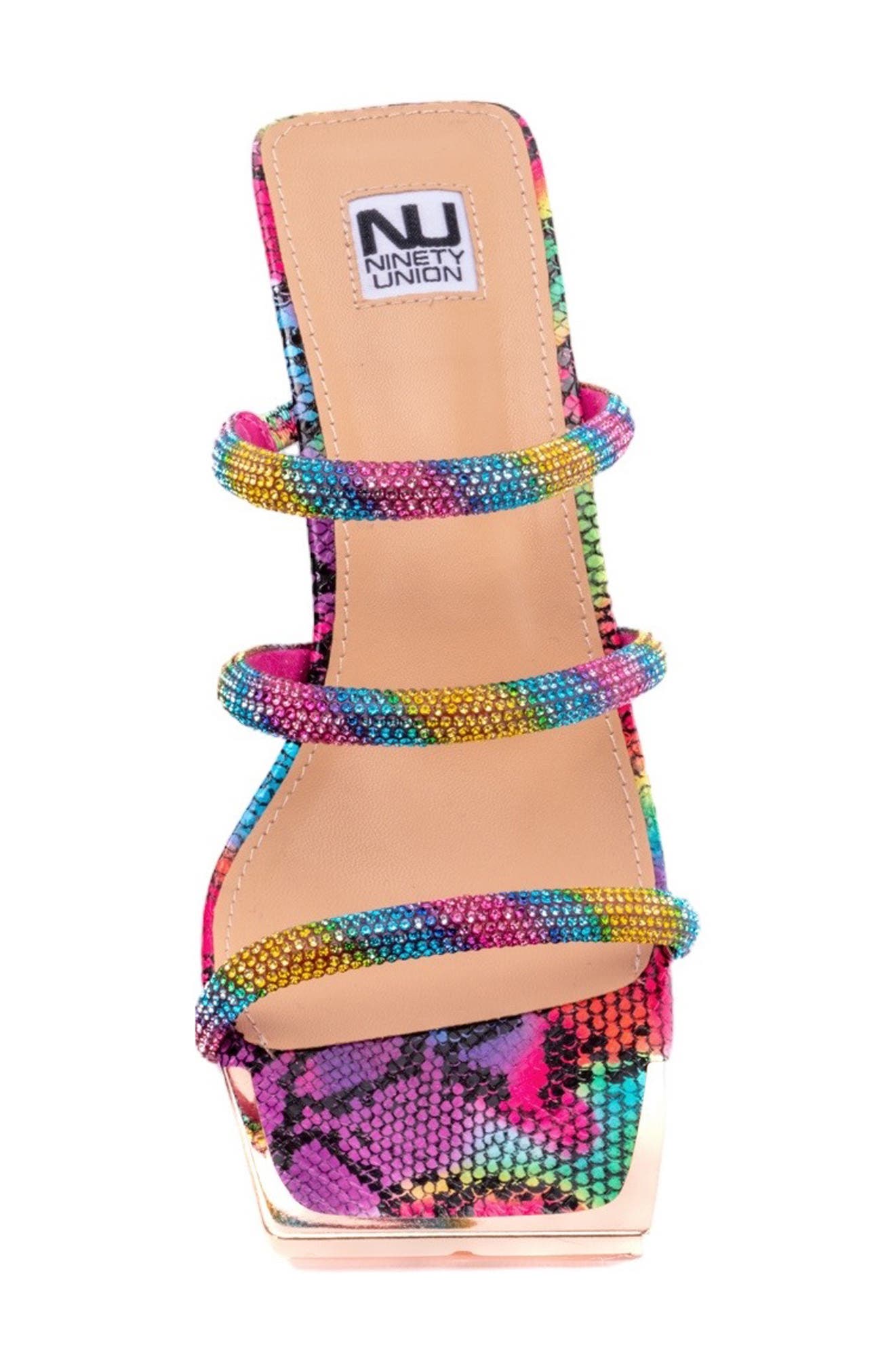 NINETY UNION Angel Snake Embossed Wedge Heel Sandal, Alternate, color, Rainbow