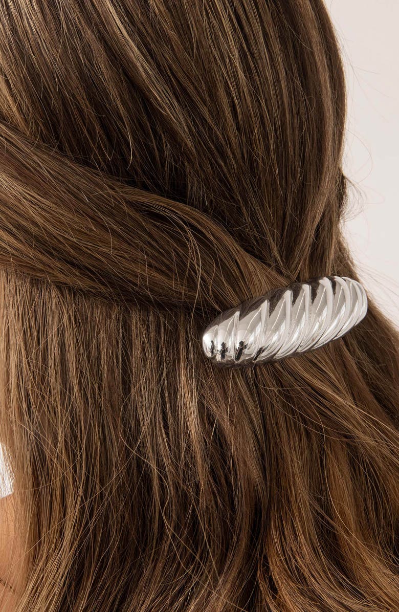 Ettika Twisted Oblong Hair Barrette, Alternate, color, Silver