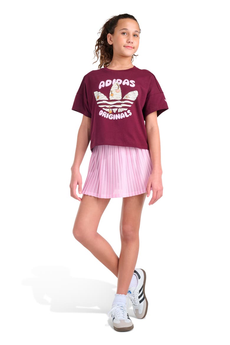 Kids' Trefoil Lace Graphic Tee, Alternate, color, DARK RED