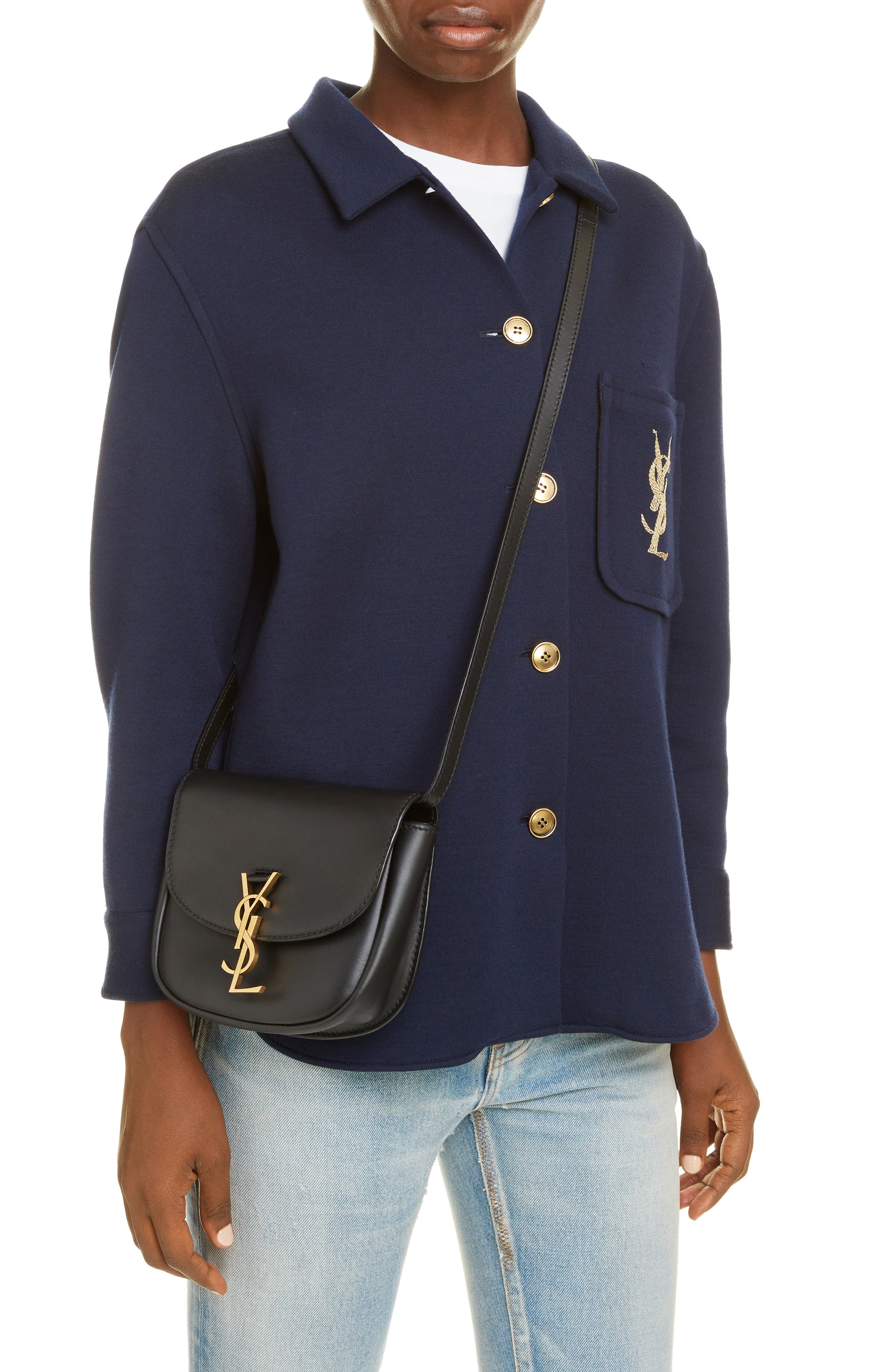 Saint Laurent Kaia YSL Monogram Leather Crossbody Bag, Alternate, color, 