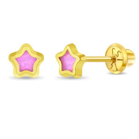 14k Pretty in Pink Girl Earrings
