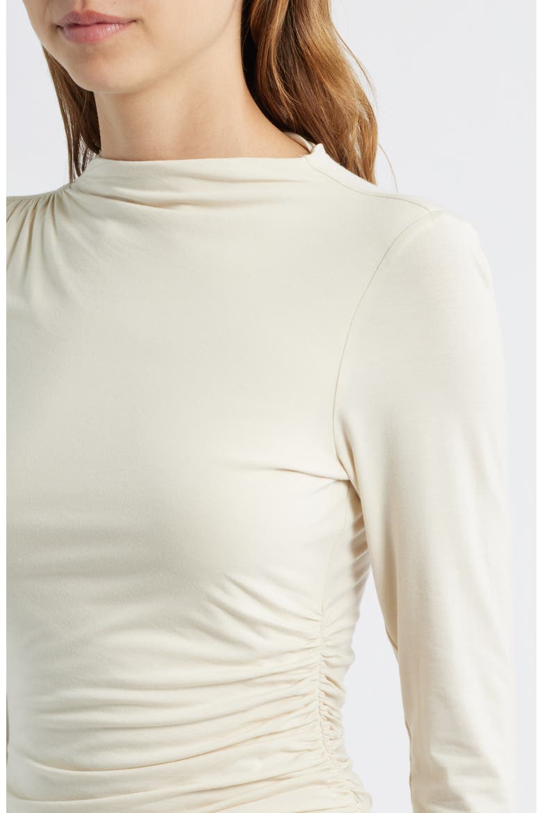 Joelle Ruched Funnel Neck Top, Alternate, color, IVORY