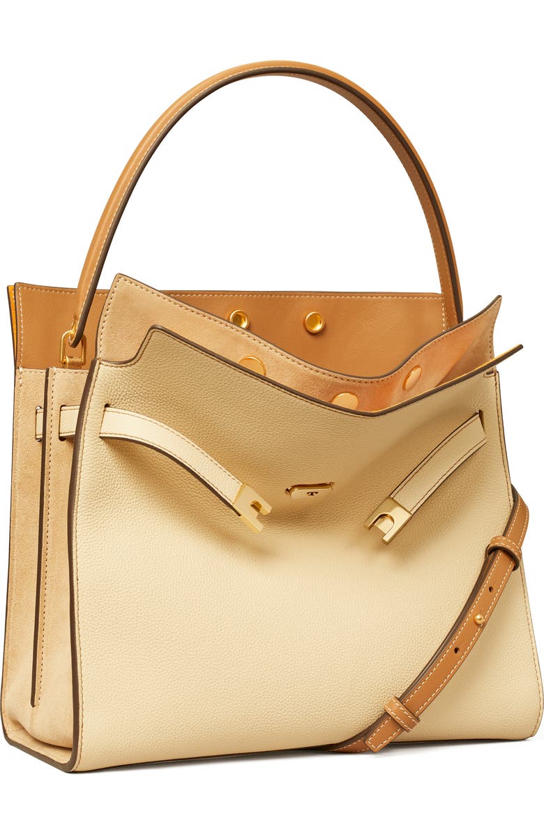 Tory Burch Lee Radziwill Pebble Leather Double Bag, Alternate, color,