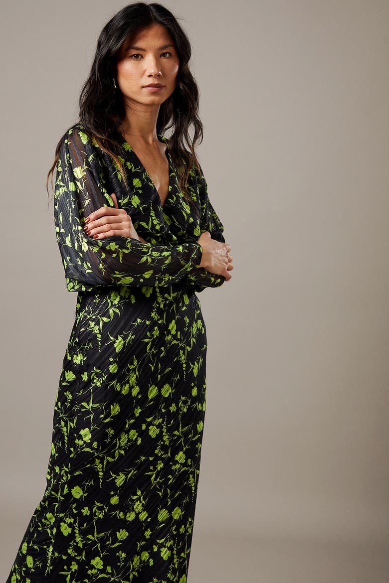 Shadow Stripe Floral Batwing Midi Dress, Alternate, color, Floral