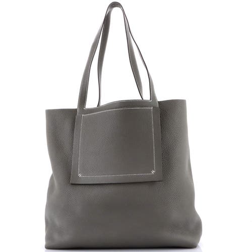 Pre-owned Hermes Hermes Cabasellier Tote Clemence 46 In Gray