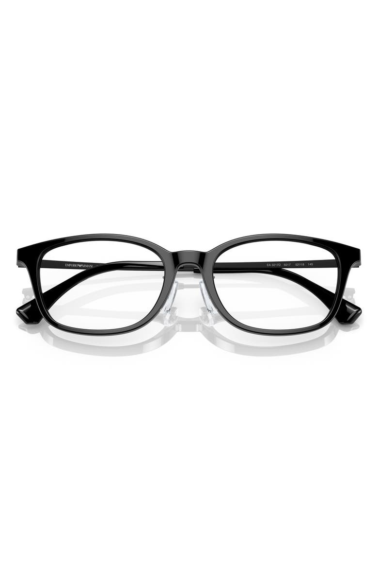 Emporio Armani 52mm Pillow Optical Glasses, Alternate, color, Shiny Black / Demo Lens