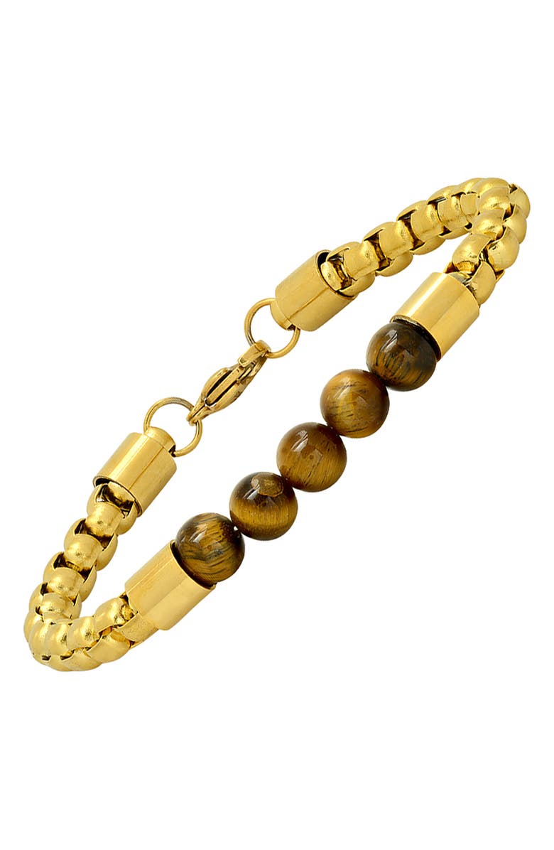 STEELTIME Circle Linked Stone Bracelet, Alternate, color, Yellow-Brown
